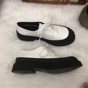 CELINE Calfskin Country Oxfords White Black